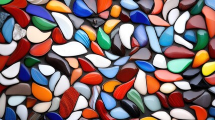 Colorful abstract mosaic pattern of smooth polished stone like pieces bright vibrant background texture design