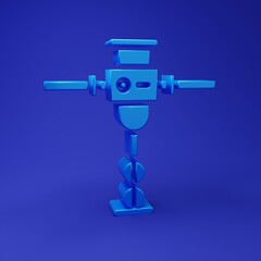 Blue Construction jackhammer icon isolated on blue background. Minimalism concept. 3D render illustration