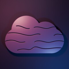 Purple Fog and cloud icon isolated on purple-blue background. Minimalism concept. 3D render illustration