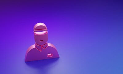 Pink Seller icon isolated on purple-blue background. Minimalism concept. 3D render illustration