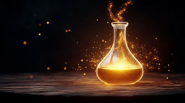 A potion of courage radiating golden light