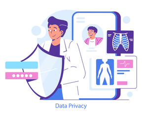 Data Privacy and Security in Healthcare Illustration