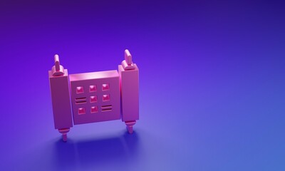 Pink Decree, paper, parchment, scroll icon icon isolated on purple-blue background. Chinese scroll....