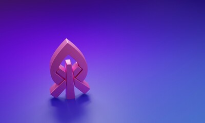 Pink Campfire icon isolated on purple-blue background. Burning bonfire with wood. Minimalism...