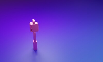 Pink Marshmallow on stick icon isolated on purple-blue background. Minimalism concept. 3D render...