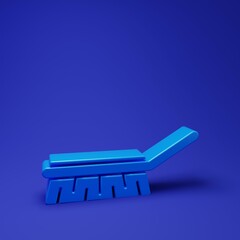 Blue Brush for cleaning icon isolated on blue background. Cleaning service concept. Minimalism...
