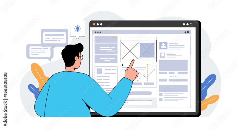 Poster web development process vector illustration for ui design and user experience concepts