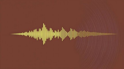 Naklejka premium Minimalist Vinyl Record with Yellow Soundwave Visualization on White Background