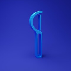 Blue Dental floss icon isolated on blue background. Minimalism concept. 3D render illustration