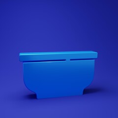 Blue Bowl icon isolated on blue background. Minimalism concept. 3D render illustration