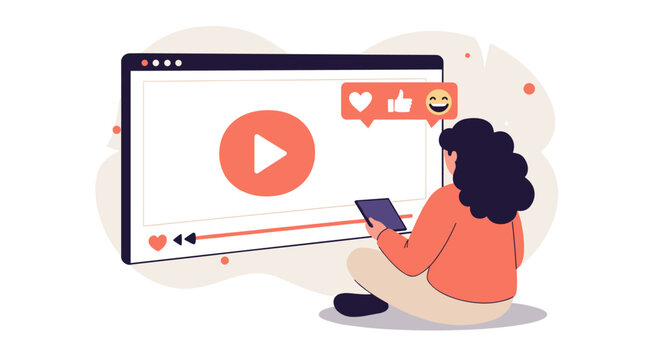 Social media engagement vector illustration - flat style design for digital content and online interaction