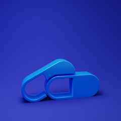 Blue Medicine pill or tablet icon isolated on blue background. Capsule pill and drug sign. Pharmacy design. Minimalism concept. 3D render illustration