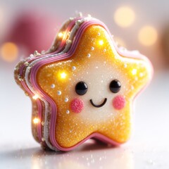 Adorable Star Shaped Sugar Cookie with Kawaii Face