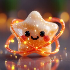 Adorable Star with Lights Smiling on Table