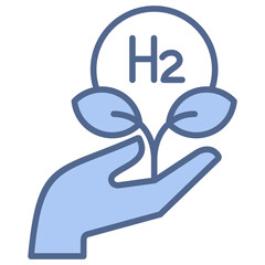 Green Hydrogen Blue Icon