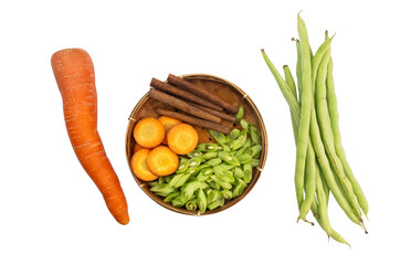 fresh vegetables on a plate isolated on white background