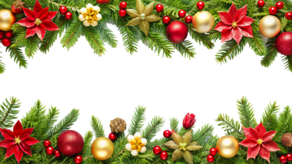 christmas frame with fir branches and balls