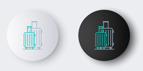 Line Suitcase for travel icon isolated on grey background. Traveling baggage sign. Travel luggage icon. Colorful outline concept. Vector