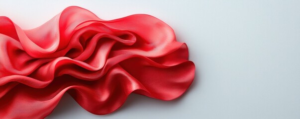 Fototapeta premium A close-up of flowing red silk fabric on a light background, showcasing elegance and texture.