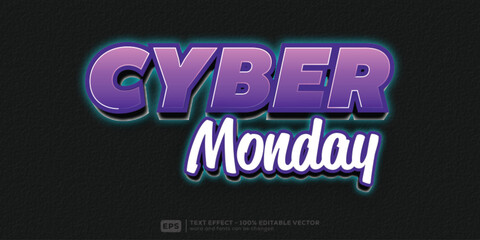 Obraz premium Monday Cyber 3D Cartoon Editable Text Effect | Premium Font Template