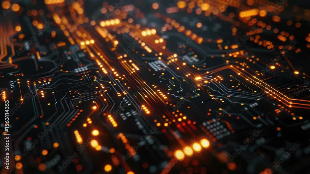 Poster a detailed view of electronic components and wires on a circuit board