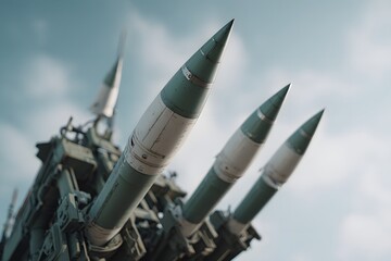 Close-up view of missile launchers.