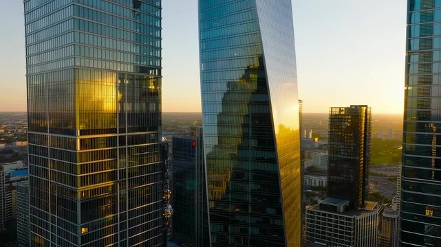 Rooftop Cityscape Panorama at Sunset