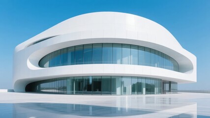 Modern Curved Building with Reflective Glass Facade