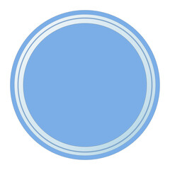 Blue Round Text Frame with Glass, Isolated on White Background