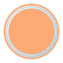 Orange Round Text Frame with Glass, Isolated on White Background
