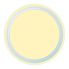 Yellow Round Text Frame with Glass, Isolated on White Background