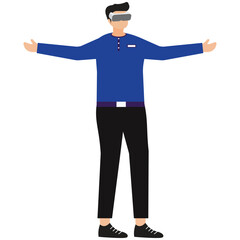 Businessman Wearing VR Glasses – 3D Elements, Virtual Reality Experience, Immersive Business Technology