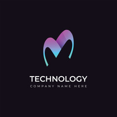 Tech gradient Letter logo design
