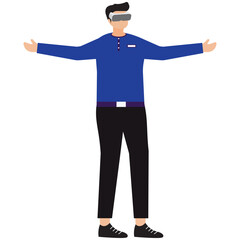 Businessman Wearing VR Glasses – 3D Elements, Virtual Reality Experience, Immersive Business Technology