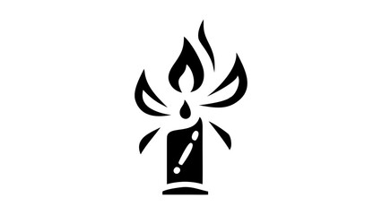 Illustration of a stylized candle with a bright flame and decorative accents on a white background