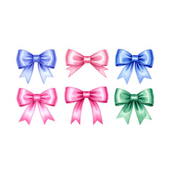  pink satin bow, perfect for a holiday gift or celebration decoration, isolated on a white background
