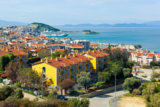 View of Kusadasi - famous resort town on Aegean coast of Turkey. Aydin Province, Turkey