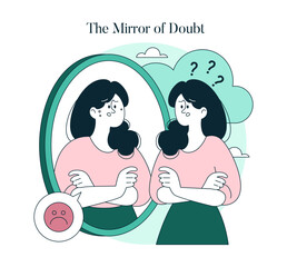 Psychology Of Self Acceptance. Flat Vector Illustration