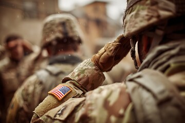 Military personnel saluting.