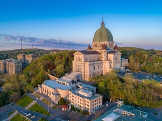 Saint Joseph's Oratory soars above Montreal, Canada. The basilica is a pilgrimage site, attracting...