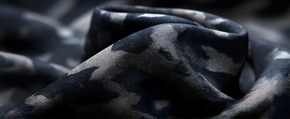 Close-up view of a dark fabric with a mottled pattern.