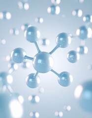 Molecular Structure, A 3D Render of Interconnected Spheres on a Soft Blue Gradient, Representing Scientific Innovation and Research