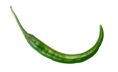 single green hot chili peppers isolated on white