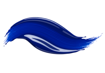 Cobalt paint stroke creates dynamic effect against transparent backdrop, ideal for art, design, or creative concepts.