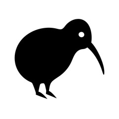Simple black silhouette of a kiwi bird.