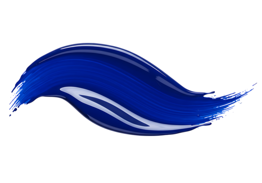 Cobalt paint stroke creates dynamic effect against transparent backdrop, ideal for art, design, or creative concepts.