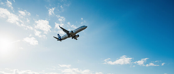 Traveling by plane on clear blue sky	
