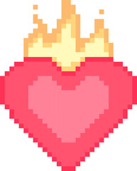Fototapeta premium pixel illustration of a flaming heart