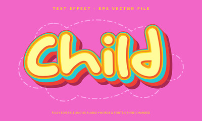 Editable text Child with 3d text effect template