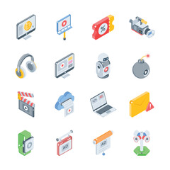 Download this modern set of digital promotions isometric style icons